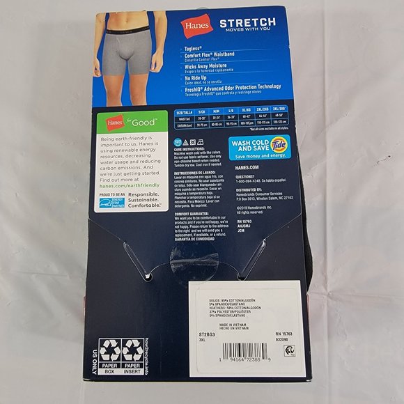 Hanes Cool Comfort Tagless 3 Pack Boxer Briefs 3X - Picture 4 of 7